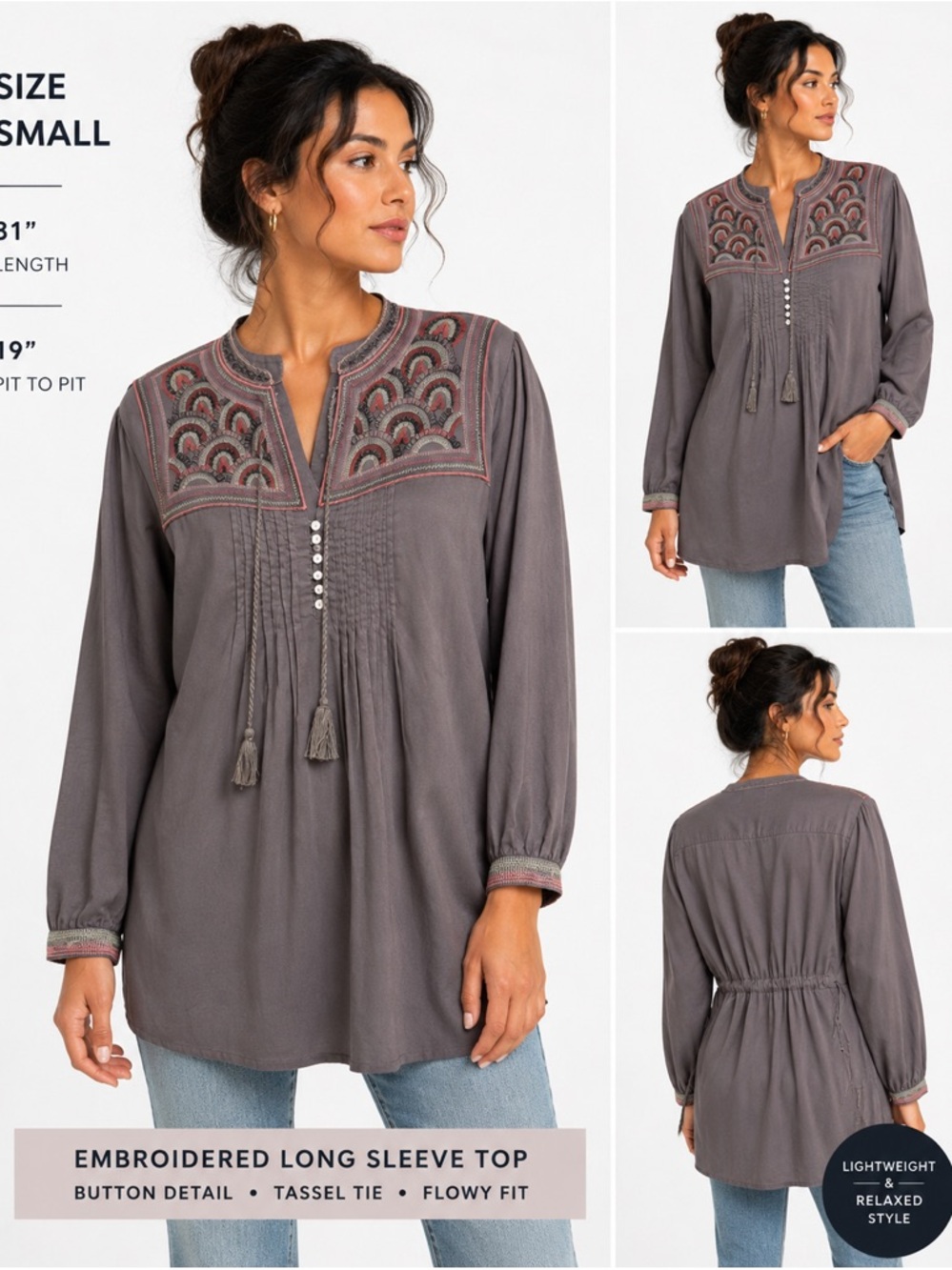 b. Boutique by Evergreen Embroidered Tunic Top ✨